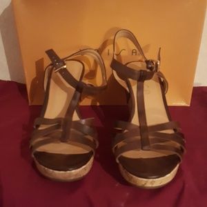Medium brown LL Unisa wedge sandals